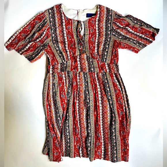 Blue Rain burnt orange pattern dress - Size Medium - lined - Picture 3 of 6